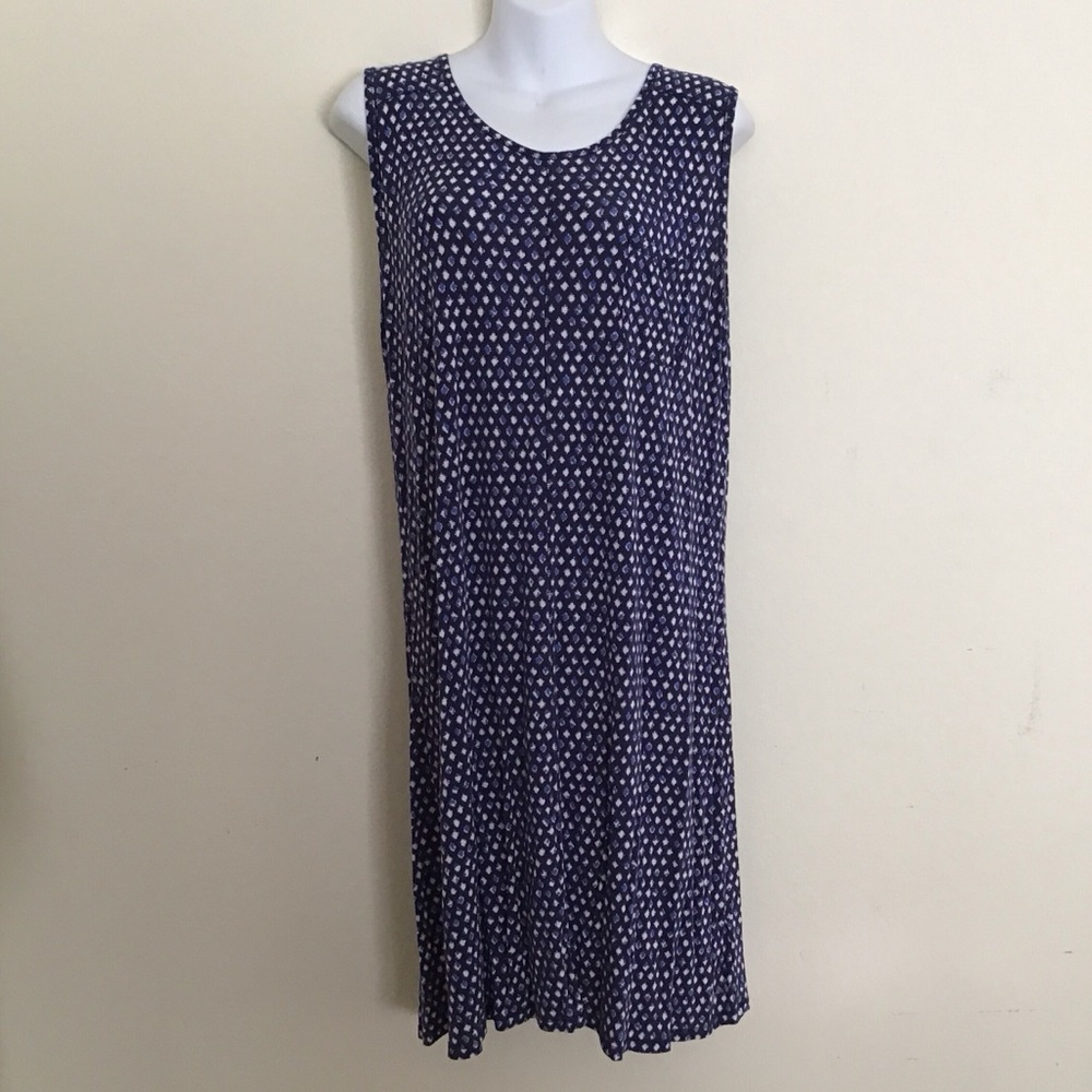 Nautica Rayon tank dress in blue and white geometrical print